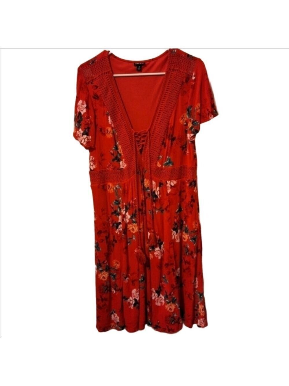 Torrid Red Floral Rayon Dress